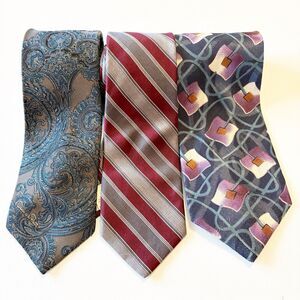 Oscar De La Renta Silk Tie Lot 3 Necktie Paisley Stripe Mens Neckwear Classic